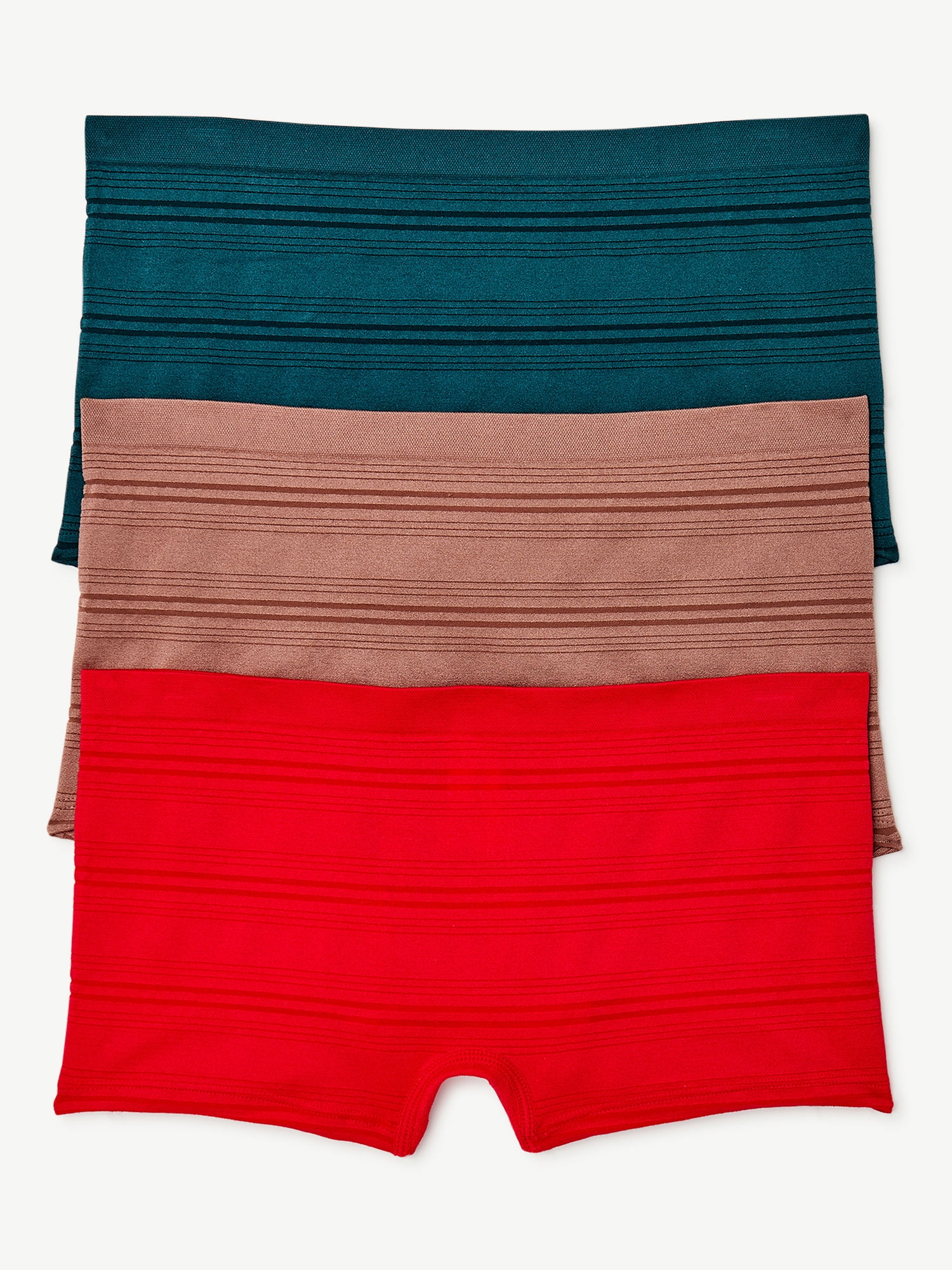 Joyspun Women's Sheer Stripe Seamless Boyshort Panties, 3-Pack
