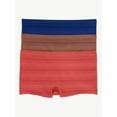 thumbnail image 1 of Joyspun Women's Sheer Stripe Seamless Boyshort Panties, 3-Pack, Sizes to 3XL, 1 of 5
