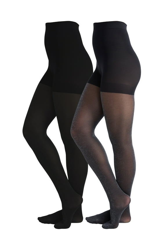 Women's Shimmer Tights, 2-Pack, Sizes S-3XL