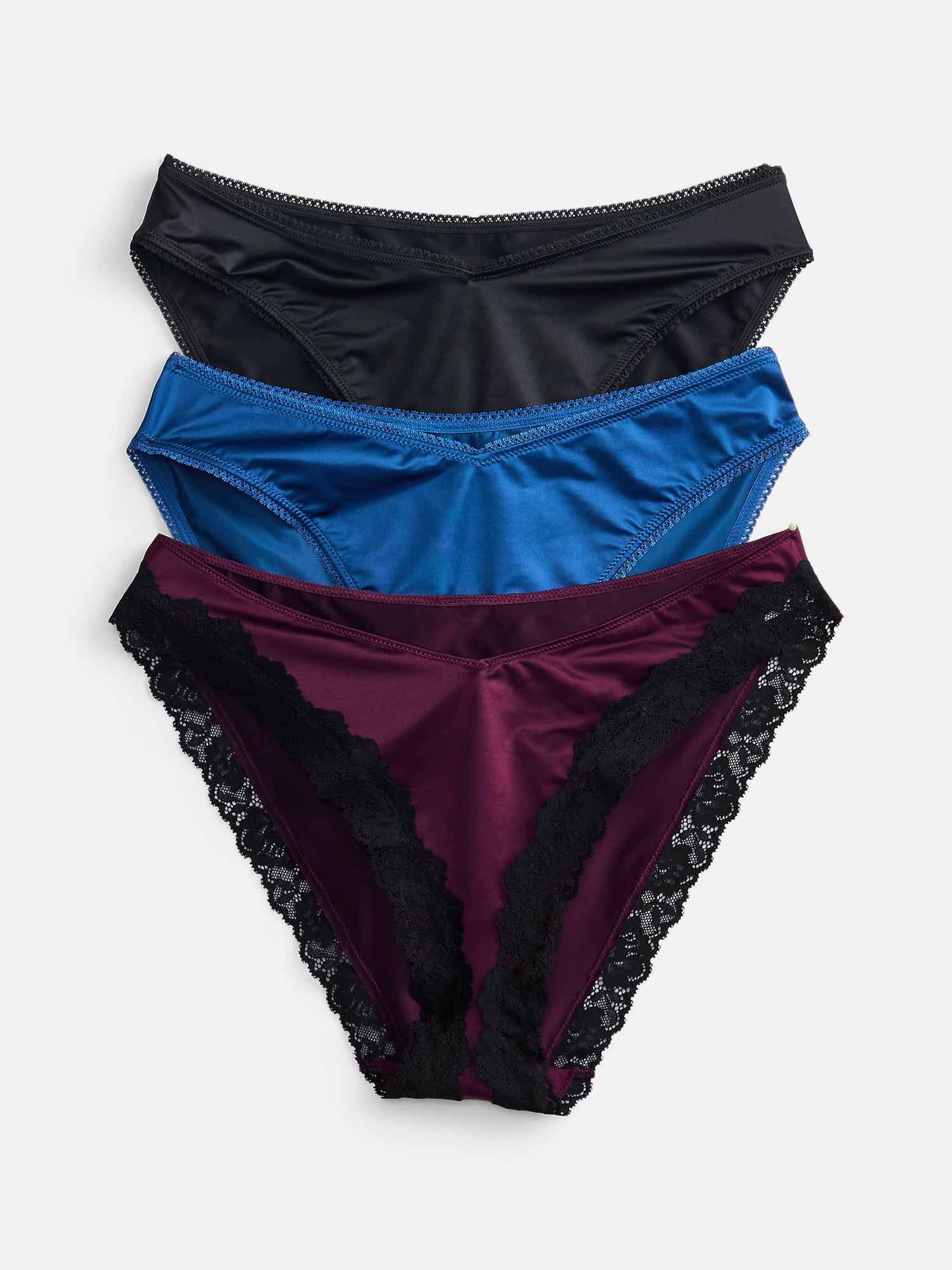Joyspun Women's Shine & Lace Cheeky, 3-Pack, XS - XXXL