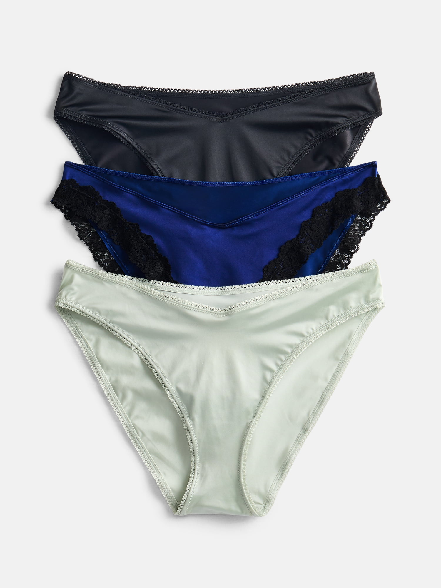 Joyspun Women's Shine & Lace Cheeky, 3-Pack, XS - XXXL