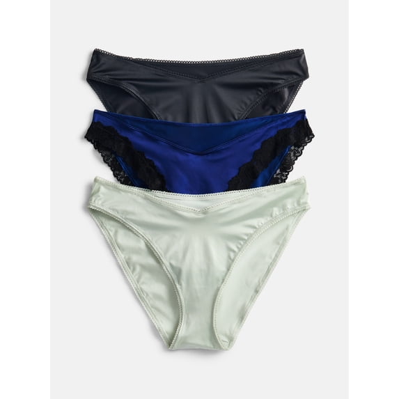 Joyspun Women's Shine & Lace Cheeky, 3-Pack, XS - XXXL