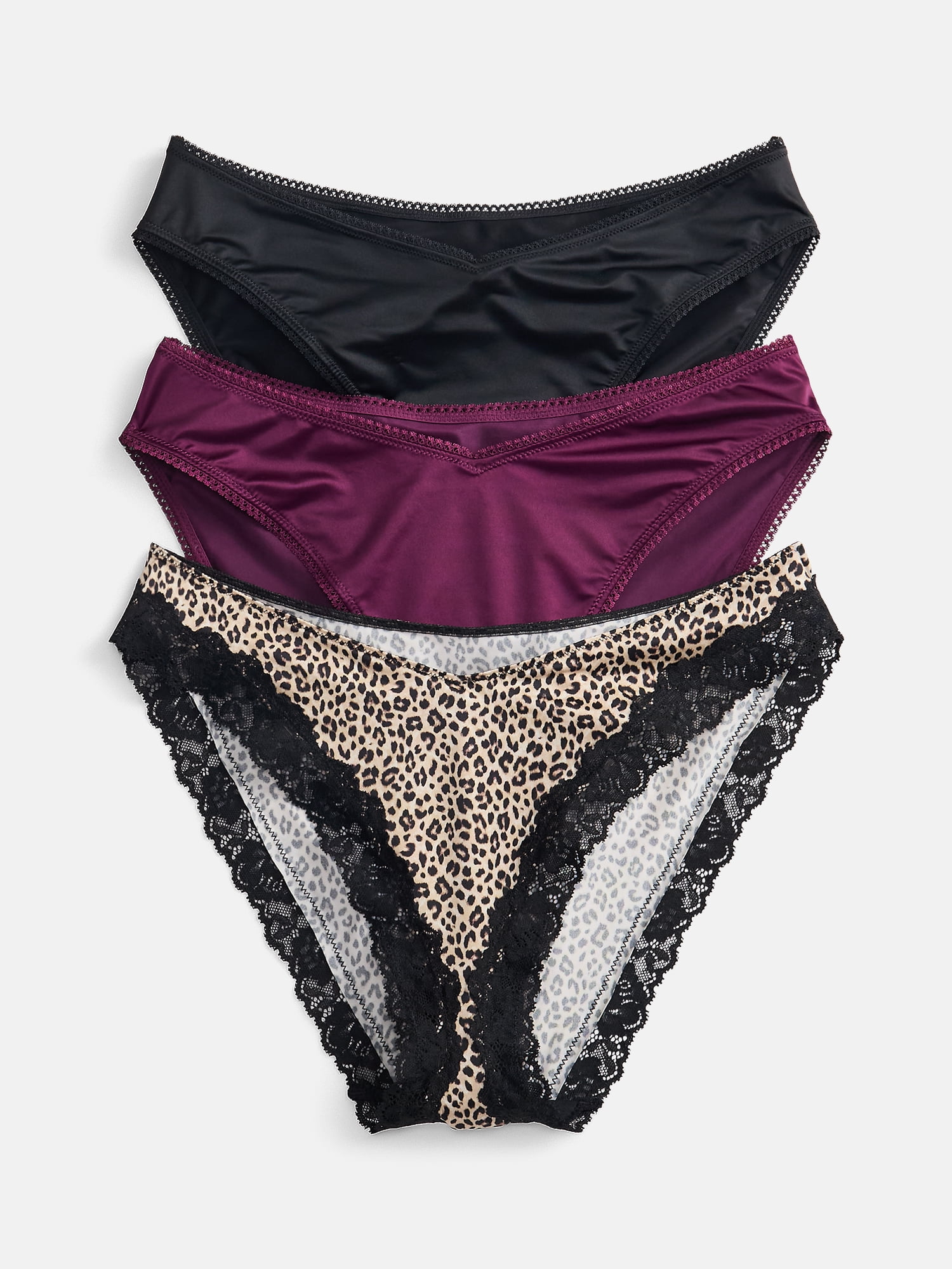 Joyspun Women's Shine & Lace Cheeky, 3-Pack, XS - XXXL