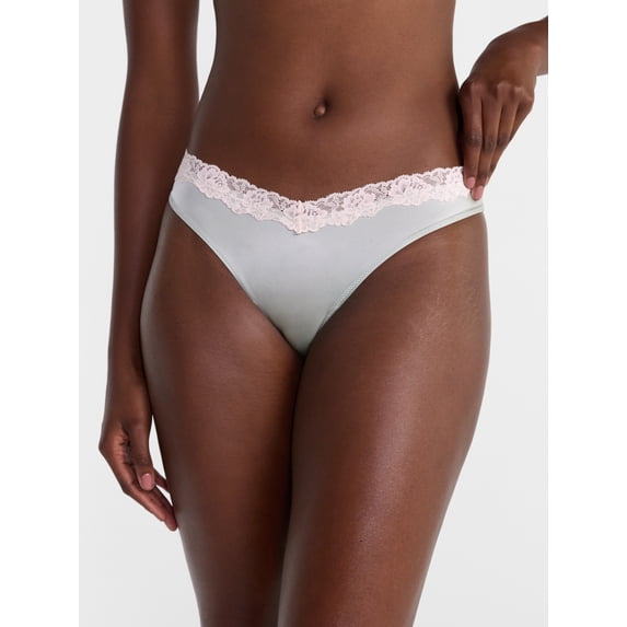 Joyspun Women's Shine & Lace Thong, 3-Pack, XS - XXXL