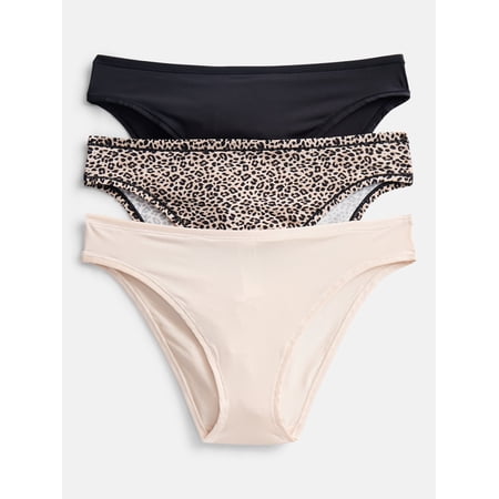 Joyspun Women's Shine Micro Cheeky Panties, 3-Pack, XS-XXXL