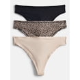 thumbnail image 1 of Joyspun Women's Shine Micro Thong Panties, 3 Pairs, Size XS, 1 of 8