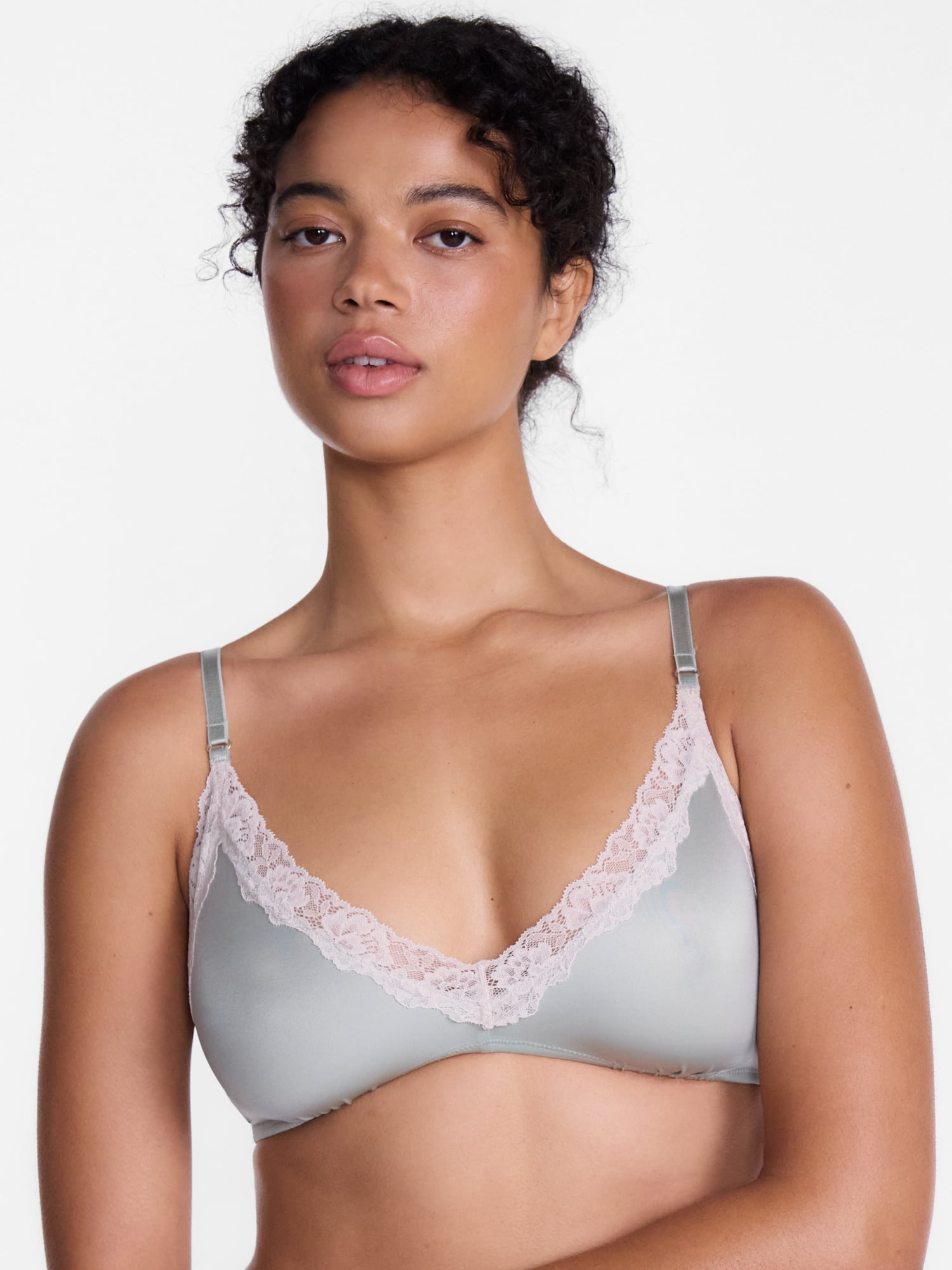 Joyspun Women's Shine and Lace Bralette, Sizes XS-XXXL