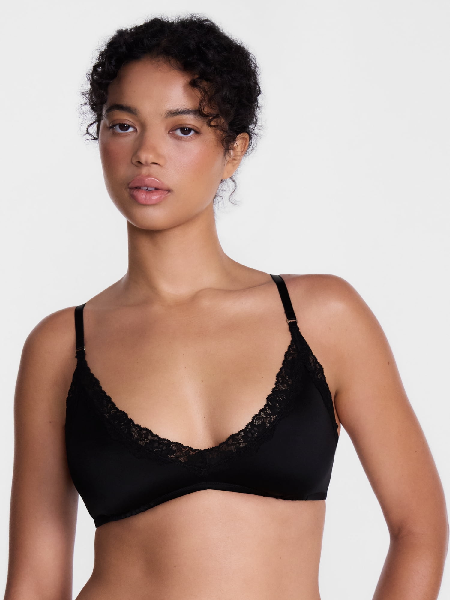 Joyspun Women's Shine and Lace Bralette, Sizes XS-XXXL