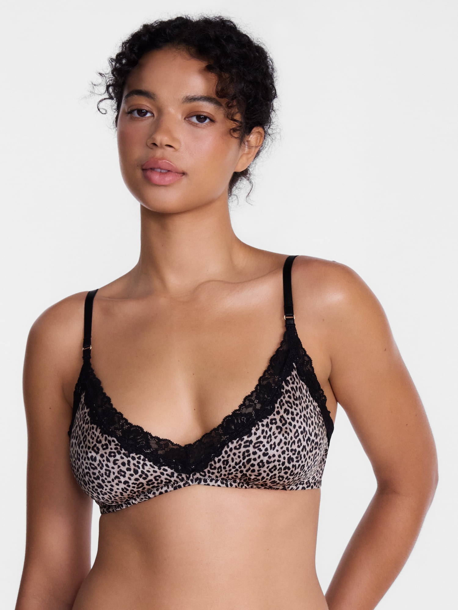 Joyspun Women's Shine and Lace Bralette, Sizes XS-XXXL