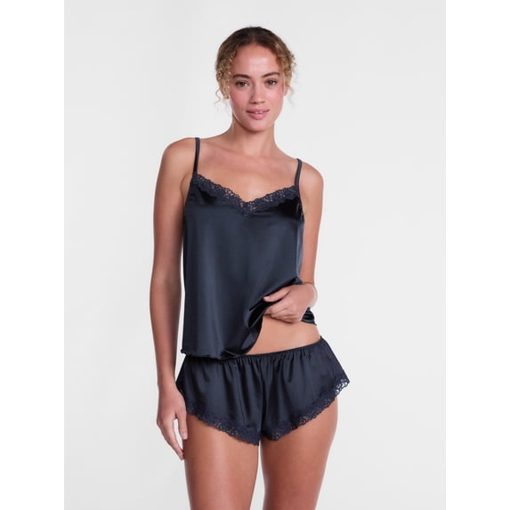 Joyspun Women's Shine and Lace Cami Set, Sizes XS-XXXL