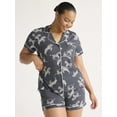 thumbnail image 1 of Joyspun Women's Dreamy Soft Collection Notch Collar Top and Shorts Pajama Set, 2-Piece, Sizes XS-3X, 1 of 6