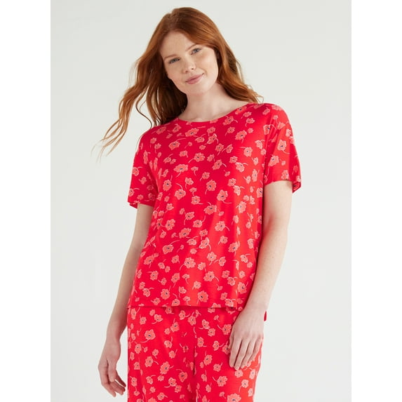 Joyspun Women's Knit Sleep T-Shirt with Short Sleeves, Sizes S-3X