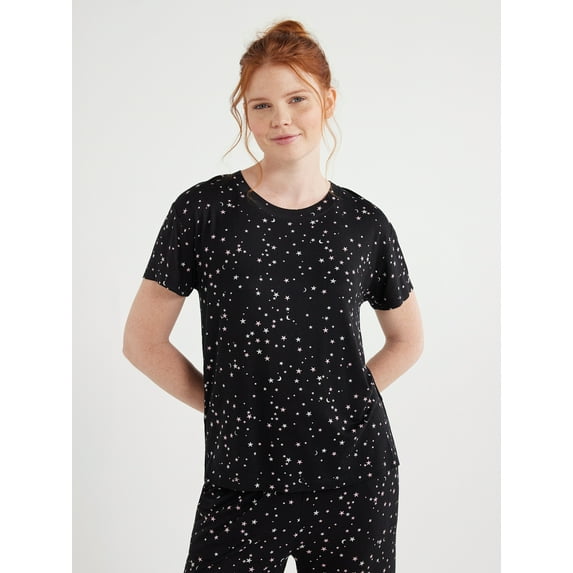 Joyspun Women's Knit Sleep T-Shirt with Short Sleeves, Sizes S-3X