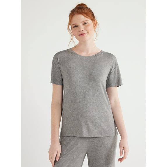 Joyspun Women's Knit Sleep T-Shirt with Short Sleeves, Sizes S-3X