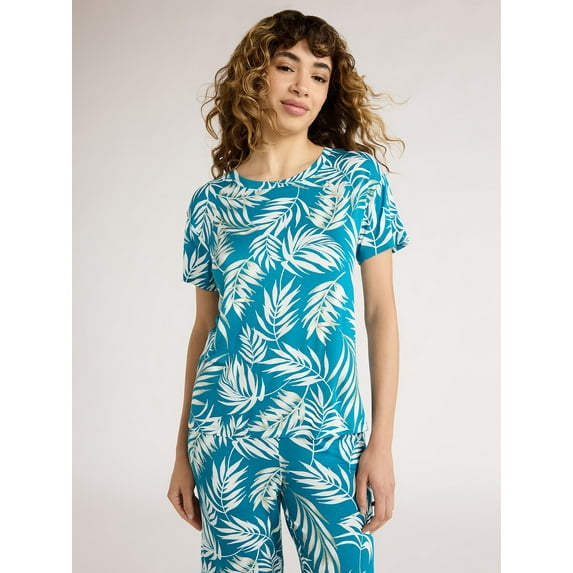 Joyspun Women's Knit Sleep T-Shirt with Short Sleeves, Sizes S-3X