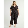 thumbnail image 1 of Joyspun Women's Dreamy Soft Collection Notch Collar Short Sleeve Knit Top & Capri Pajama Set, 2-Piece, Sizes XS-3X, 1 of 3