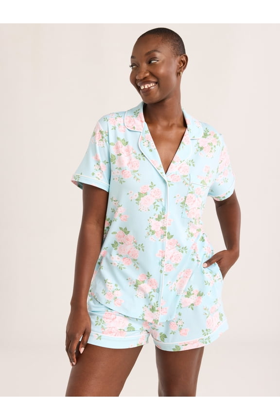 Women's Dreamy Soft Collection Notch Collar Top and Shorts Pajama Set, 2-Piece, Sizes XS-3X