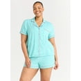 thumbnail image 1 of Joyspun Women's Dreamy Soft Collection Notch Collar Top and Shorts Pajama Set, 2-Piece, Sizes XS-3X, 1 of 5