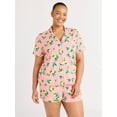 thumbnail image 1 of Joyspun Women's Dreamy Soft Collection Notch Collar Top and Shorts Pajama Set, 2-Piece, Sizes XS-3X, 1 of 5