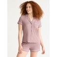 thumbnail image 1 of Joyspun Women's Dreamy Soft Collection Notch Collar Top and Shorts Pajama Set, 2-Piece, Sizes XS-3X, 1 of 5