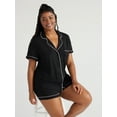 thumbnail image 1 of Joyspun Women's Dreamy Soft Collection Notch Collar Top and Shorts Pajama Set, 2-Piece, Sizes XS-3X, 1 of 8