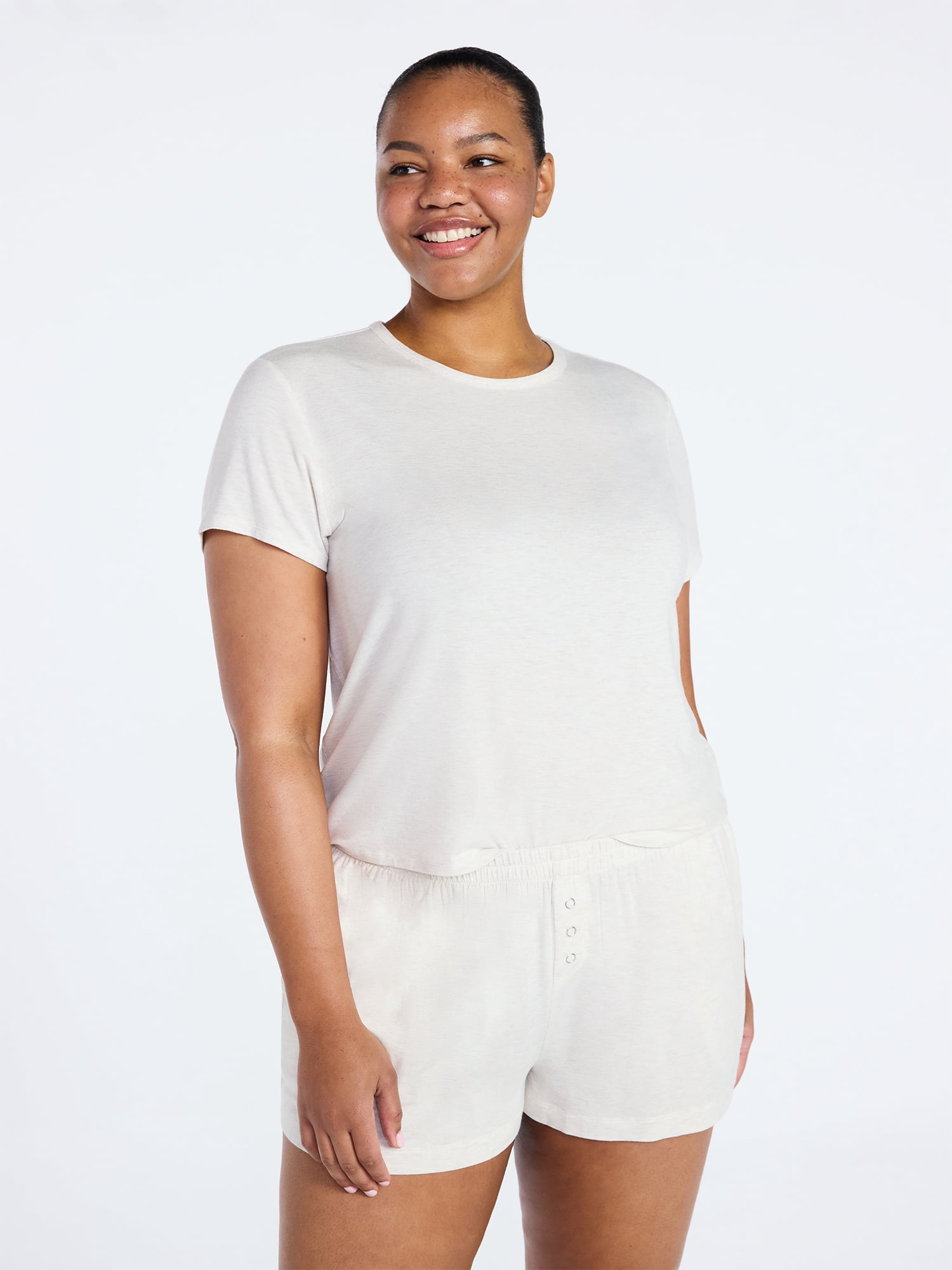 Joyspun Women’s Scoop Neck Sleepwear Modal Tee with Short Sleeves, Sizes S-3X