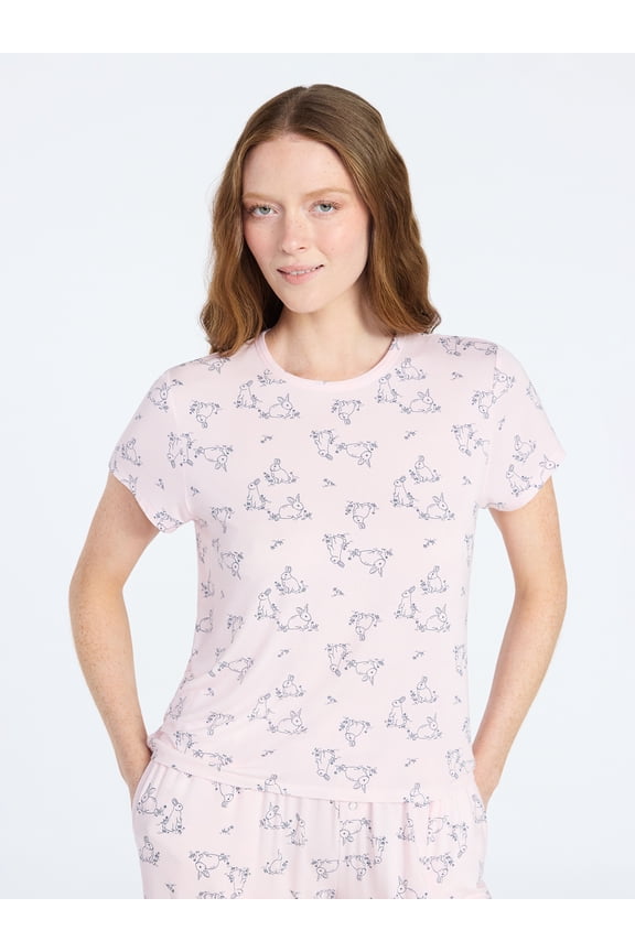 Women’s Scoop Neck Sleepwear Modal Tee with Short Sleeves, Sizes S-3X