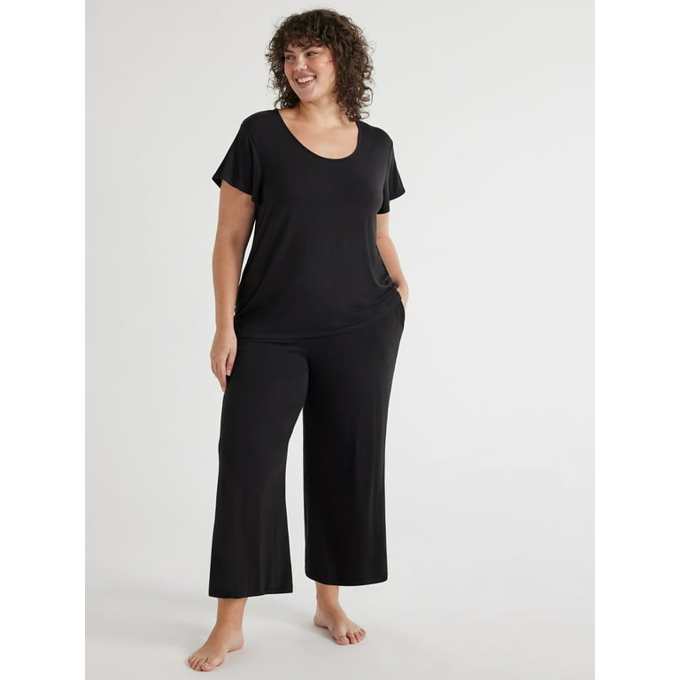 Joyspun Women's Short Sleeve T-Shirt and Joggers Pajama Set, 2-Piece, Sizes  S to 3X 