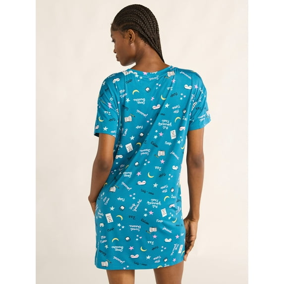 Joyspun Women’s Short Sleeve Sleep Shirt, Sizes S/M to 2X/3X