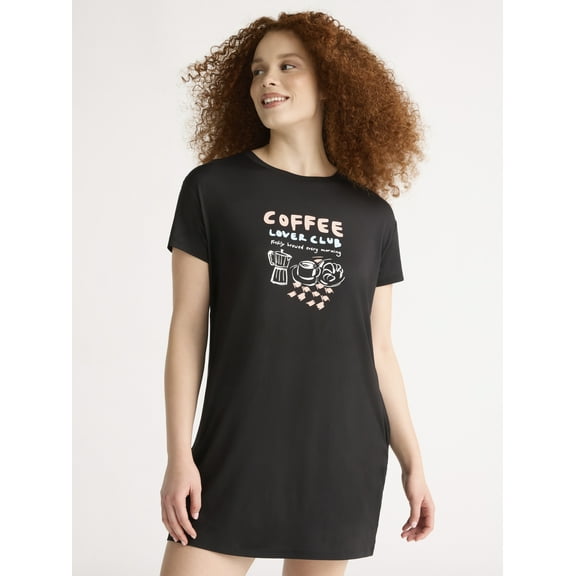Joyspun Women's Dreamy Soft Collection Sleepshirt with Short Sleeves, Sizes S/M-2X/3X
