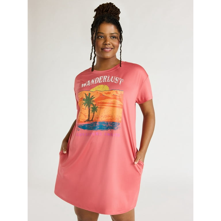 Joyspun Women's Short Sleeve Sleep Shirt with Pockets, Sizes Joyspun Women's Short Sleeve Sleep Shirt with Pockets, Sizes