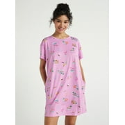 Joyspun Women's Short Sleeve Sleep Shirt with Pockets, Sizes S/M to 2X/3X