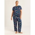 thumbnail image 1 of Joyspun Women's Short Sleeve Sleep Top and Open Leg Pants Pajama Set, 2-Piece, Sizes XS-3X, 1 of 6