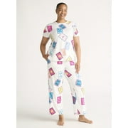 JOYSPUN Women's Short Sleeve Sleep Top and Open Leg Pants Pajama Set, 2-Piece, Sizes XS-3X