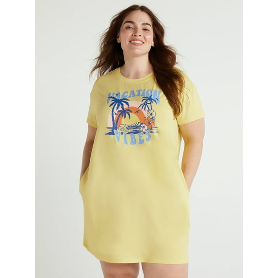 Joyspun Women's Short Sleeve Sleepshirt, Sizes S/M to 2X/3X