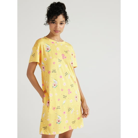 Joyspun Women's Short Sleeve Sleepshirt, Sizes S to 3X