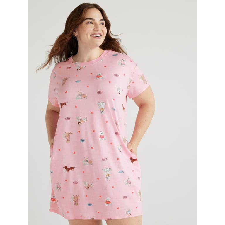 Joyspun Women's Short Sleeve Sleepshirt, Sizes S to 3X 