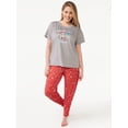 thumbnail image 1 of Joyspun Women’s Short Sleeve T-Shirt and Joggers Pajama Set, 2-Piece, Sizes S to 3X, 1 of 5