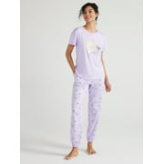 Joyspun Women's Cotton Blend Tank Top and Pants Pajama Set, 2