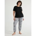 thumbnail image 1 of Joyspun Women’s Short Sleeve Tee and Joggers Pajama Set, 2-Piece, Sizes S to 3X, 1 of 6