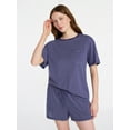 thumbnail image 1 of Joyspun Women's Short Sleeve Top and Shorts Pajama Set, 2-Piece, Sizes XS-3X, 1 of 8