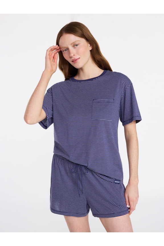 Women's Short Sleeve Top and Shorts Pajama Set, 2-Piece, Sizes XS-3X