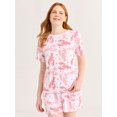 thumbnail image 1 of Joyspun Women's Short Sleeve Top and Shorts Pajama Set, 2-Piece, Sizes XS-3X, 1 of 6