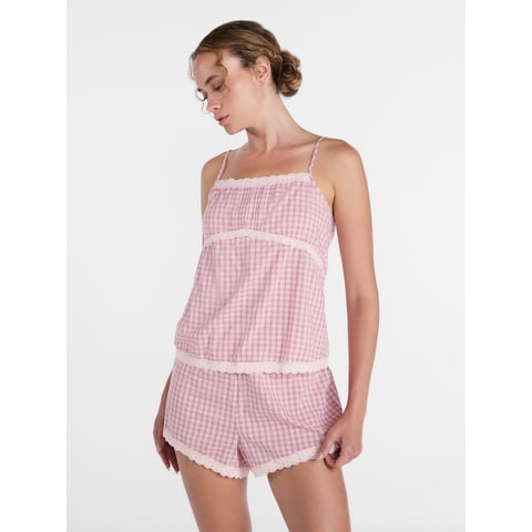 Women's Sleep Cami and Shorts Set with Lace Trim, Sizes XS-3X