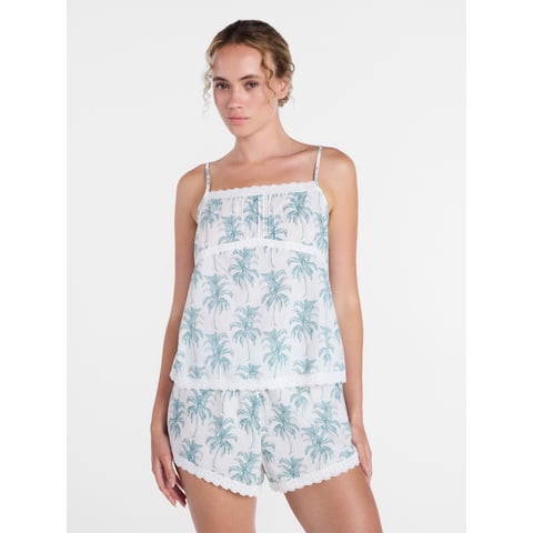 Women's Sleep Cami and Shorts Set with Lace Trim, Sizes XS-3X