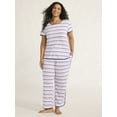 thumbnail image 1 of Joyspun Women's and Women’s Plus Lightweight Sleep Tee and Pants Set, 2-Piece, Sizes XS to 3X, 1 of 5