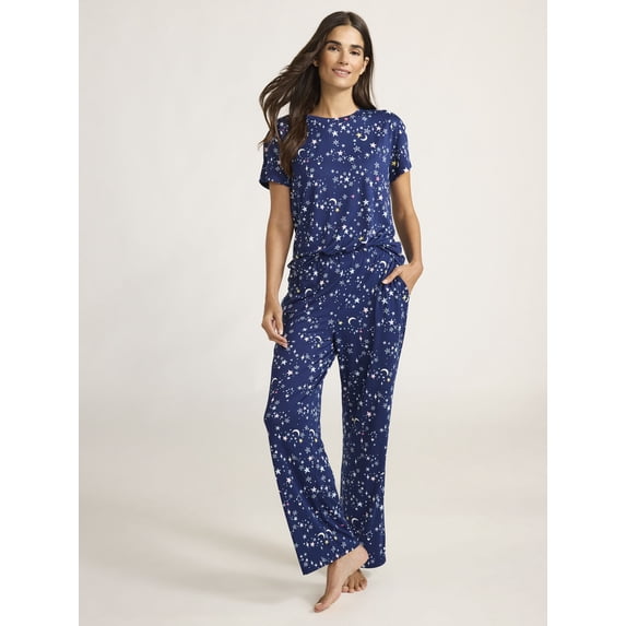 Joyspun Women's Sleep Top and Pants Pajama Set, 2-Piece, Sizes XS-3X
