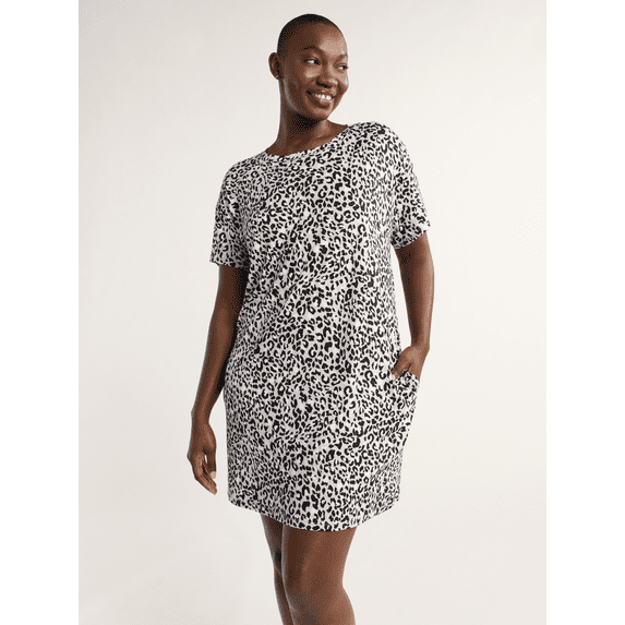 Joyspun Women's Dreamy Soft Collection Sleepshirt with Short Sleeves, Sizes S/M-2X/3X