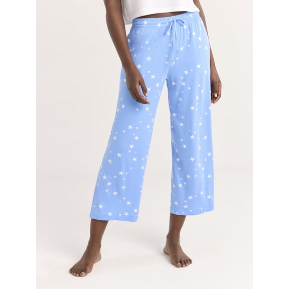 Joyspun Women’s Sleepwear Knit Cropped Pajama Pants, 25'' Inseam, Sizes S-3X