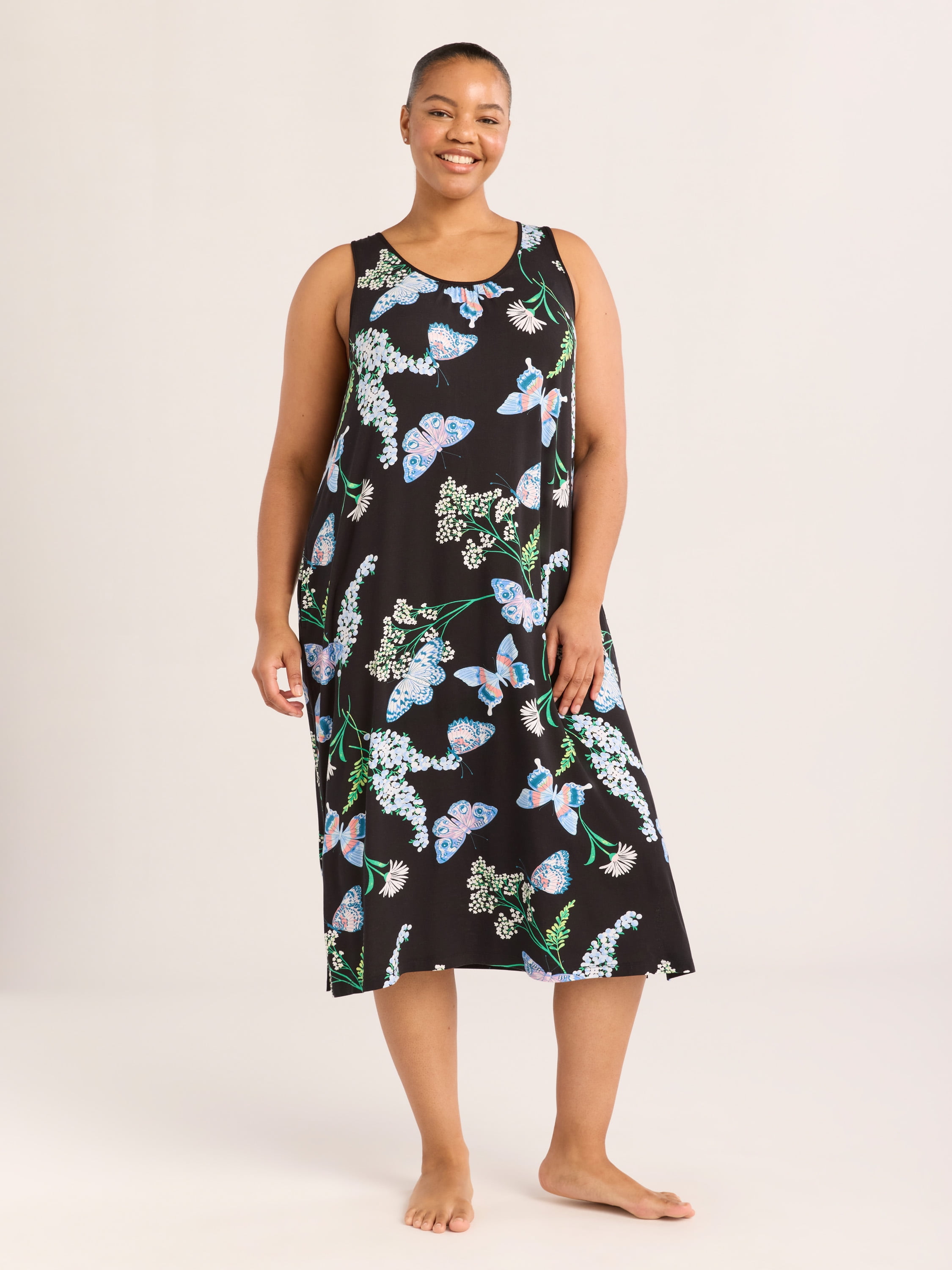 Women’s Sleepwear Knit Midi Chemise, Sizes S-5X